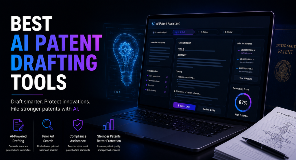 AI Patent Drafting Tools Comparison 2026: PowerPatent vs Patlytics vs Specifio & More AI patent drafting tools