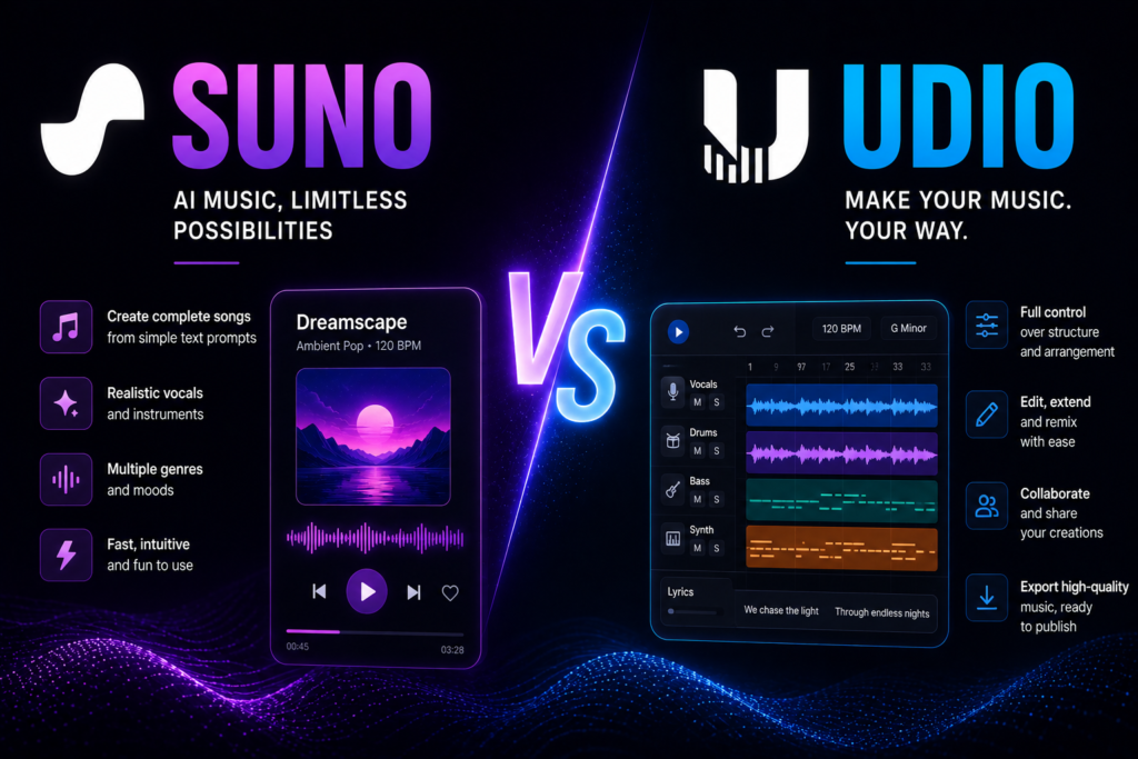 Suno vs Udio: Which AI Music Generator Wins? Suno vs Udio