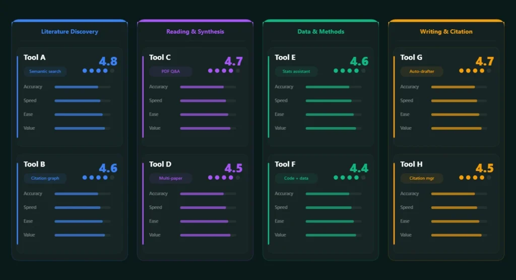best AI research tools by category