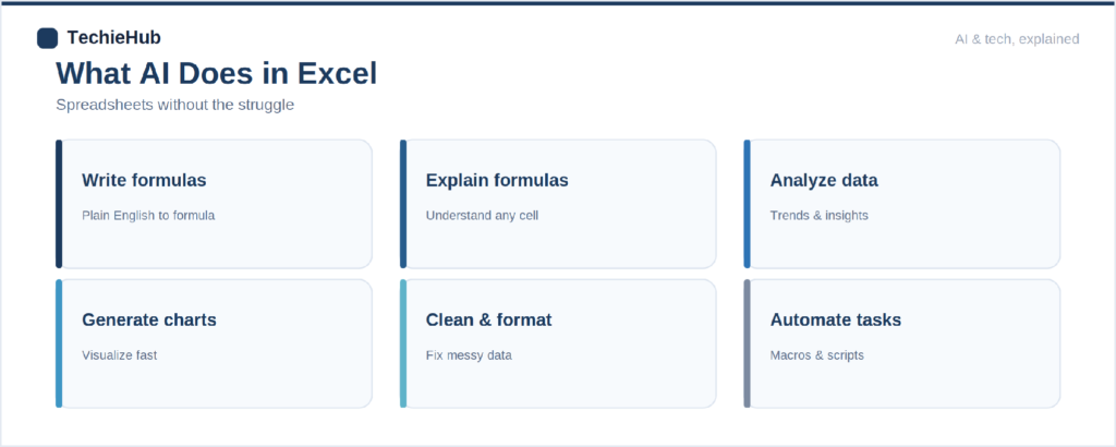 grid of AI Excel features