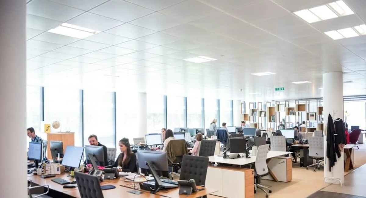 Open-plan support team where the best AI tools for support cost reduction are measured on deflection and resolution rates