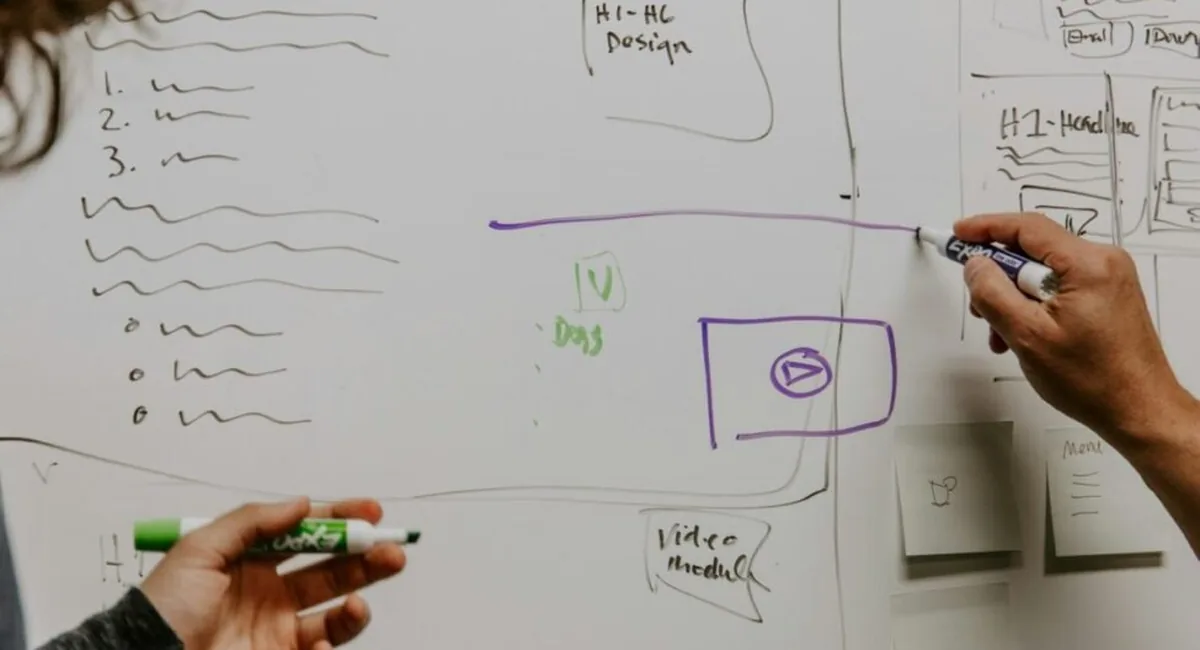Marketers mapping a comparison on a whiteboard, the manual version of the competitor analysis tools for AI search optimization compared here