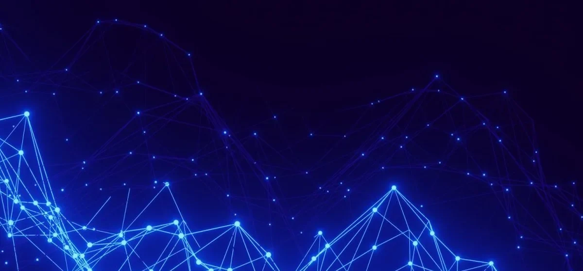 Working through AI tools brand visibility 2025 2026 Blue network mesh of connected points, illustrating how AI engines link brands across answers