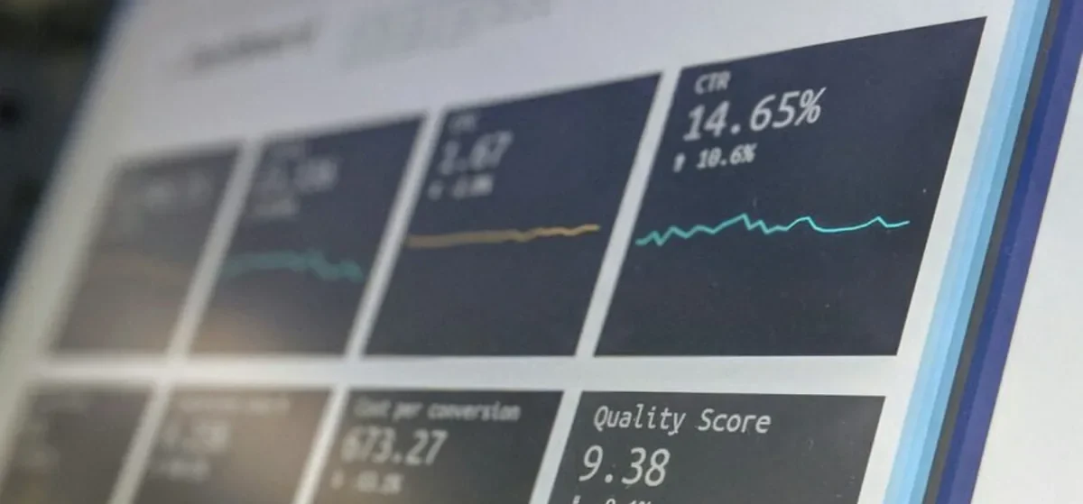 Working through AI tools increasing visibility 2026 Ad dashboard showing CTR, cost per conversion and quality score, the performance view AI visibility tools extend