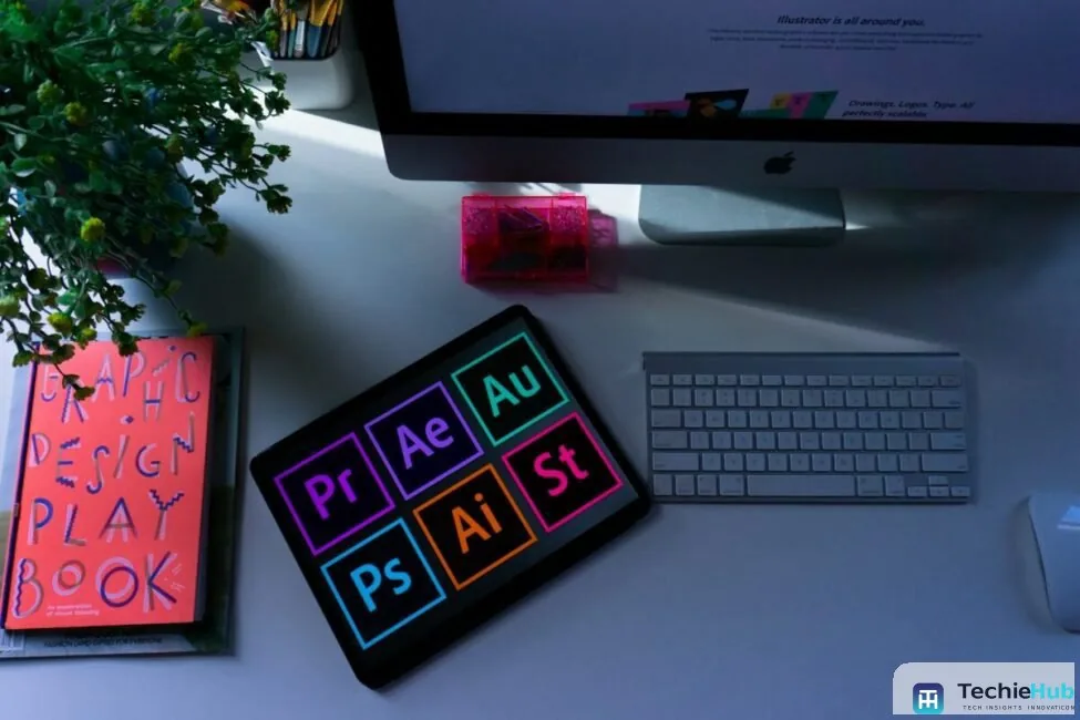 Designer comparing the best AI tools for Facebook Instagram ad creatives on a tablet, reviewing generated ad concept variations